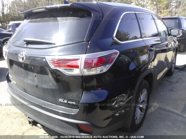 5TDJKRFH8ES040086 - 2014 TOYOTA HIGHLANDER XLE BLACK photo 4