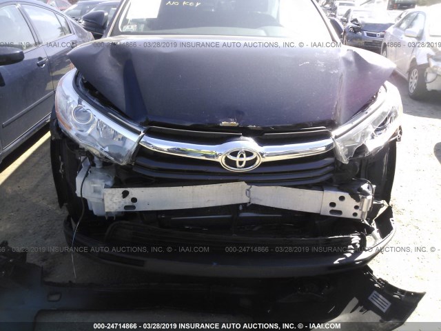 5TDJKRFH8ES040086 - 2014 TOYOTA HIGHLANDER XLE BLACK photo 6