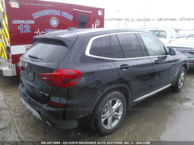 5UXTR7C52KLF28466 - 2019 BMW X3 SDRIVE30I BLACK photo 4