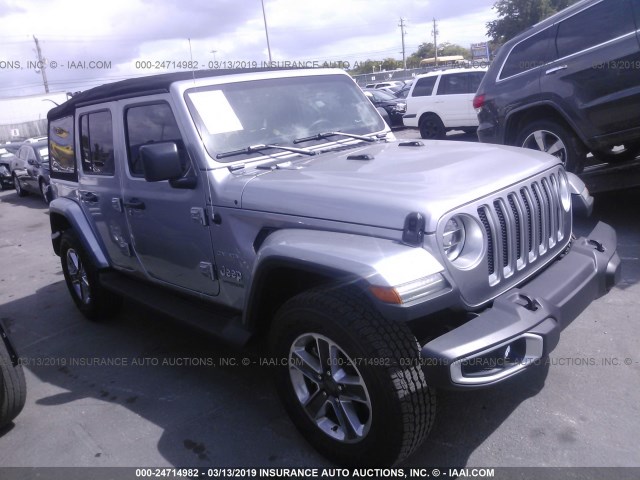 1C4HJXEG5JW153759 - 2018 JEEP WRANGLER UNLIMITED SAHARA GRAY photo 1