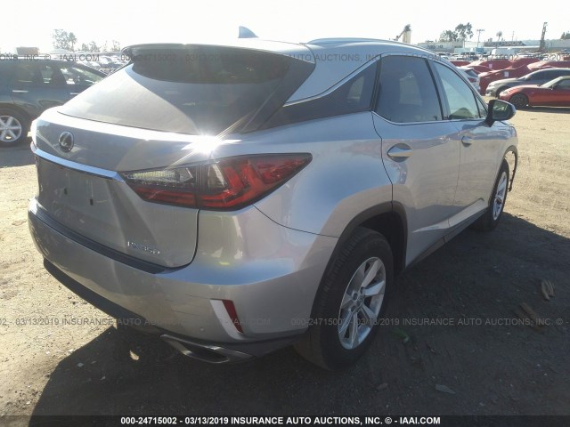 2T2ZZMCA8HC057102 - 2017 LEXUS RX 350/BASE/F SPORT SILVER photo 4