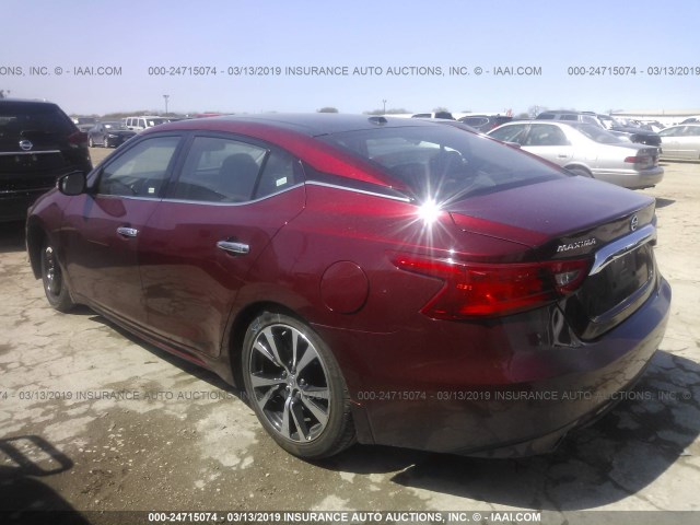 1N4AA6APXHC443529 - 2017 NISSAN MAXIMA 3.5S/SV/SL/SR/PLAT MAROON photo 3