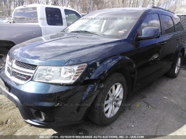 3C4PDCBBXDT529886 - 2013 DODGE JOURNEY SXT BLUE photo 2