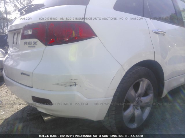 5J8TB18577A009829 - 2007 ACURA RDX TECHNOLOGY WHITE photo 6