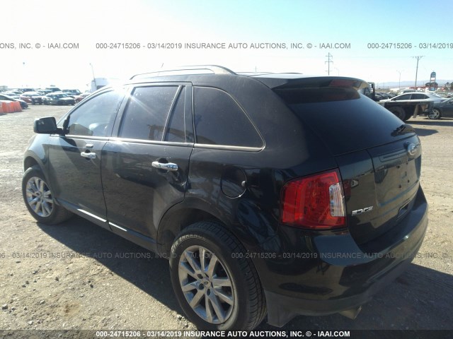 2FMDK3JC3BBA38809 - 2011 FORD EDGE SEL BLACK photo 3