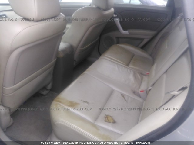 5J8TB18527A008328 - 2007 ACURA RDX TECHNOLOGY SILVER photo 8