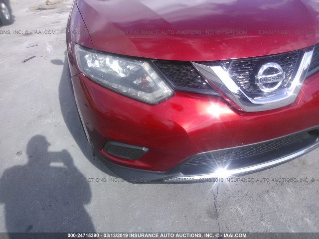 KNMAT2MT9FP519463 - 2015 NISSAN ROGUE S/SL/SV RED photo 6