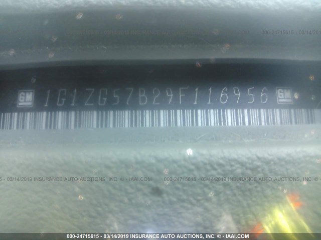 1G1ZG57B29F116956 - 2009 CHEVROLET MALIBU LS TEAL photo 9