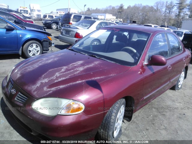 KMHJF35F5YU016874 - 2000 HYUNDAI ELANTRA GLS RED photo 2