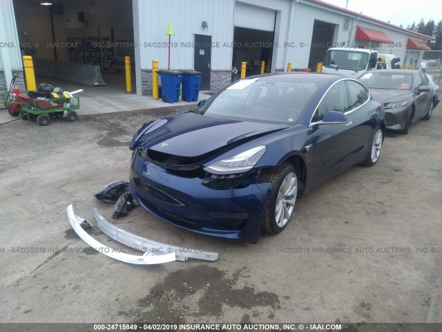 5YJ3E1EA2JF020405 - 2018 TESLA MODEL 3 BLUE photo 2