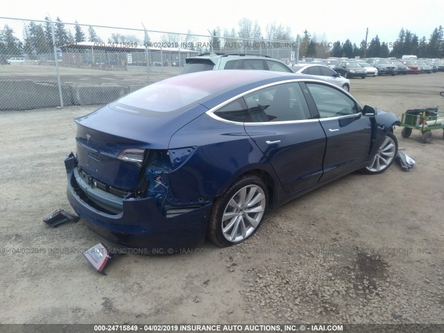 5YJ3E1EA2JF020405 - 2018 TESLA MODEL 3 BLUE photo 4