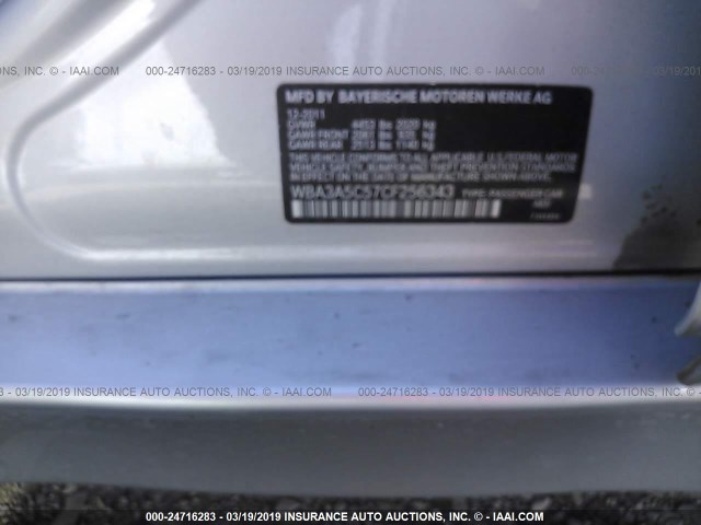 WBA3A5C57CF256343 - 2012 BMW 328 I SILVER photo 9