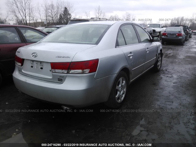 5NPEU46F26H040332 - 2006 HYUNDAI SONATA GLS/LX SILVER photo 4