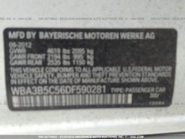 WBA3B5C56DF590281 - 2013 BMW 328 XI SULEV WHITE photo 9