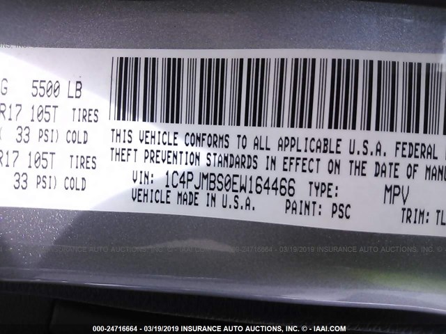 1C4PJMBS0EW164466 - 2014 JEEP CHEROKEE TRAILHAWK GRAY photo 9