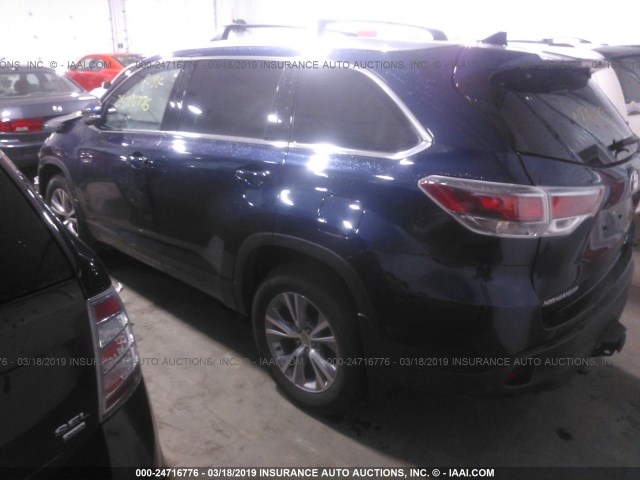 5TDJKRFH4FS222515 - 2015 TOYOTA HIGHLANDER XLE Dark Blue photo 3