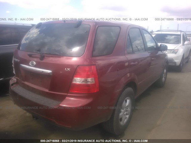 KNDJD736X75715933 - 2007 KIA SORENTO EX/LX BURGUNDY photo 4