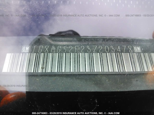 1G8AG52F23Z203478 - 2003 SATURN ION LEVEL 1 SILVER photo 9