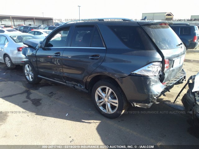 4JGDA5HB5CA021440 - 2012 MERCEDES-BENZ ML 350 4MATIC GRAY photo 3