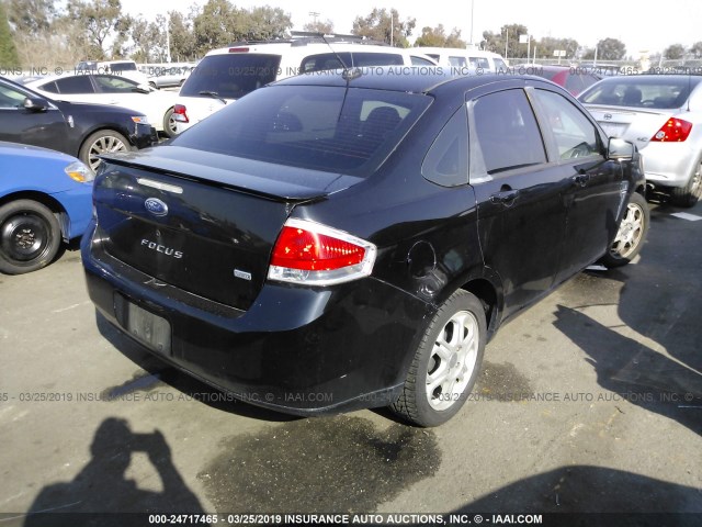 1FAHP35NX8W220040 - 2008 FORD FOCUS SE/SEL/SES BLACK photo 4