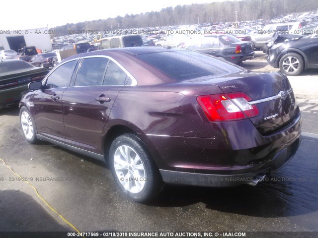 1FAHP2EW8BG132799 - 2011 FORD TAURUS SEL BURGUNDY photo 3