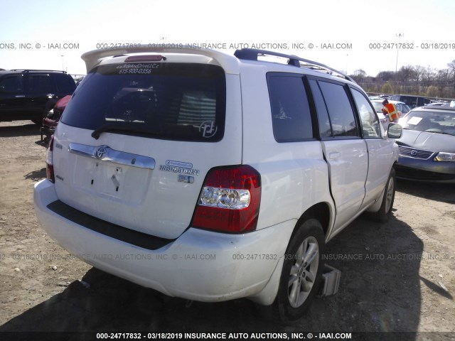 JTEEW21A060029039 - 2006 TOYOTA HIGHLANDER HYBRID WHITE photo 4