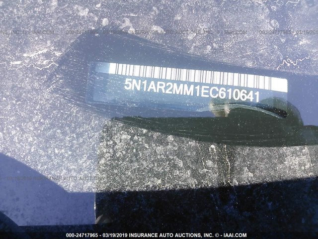 5N1AR2MM1EC610641 - 2014 NISSAN PATHFINDER S/SV/SL/PLATINUM BLACK photo 9