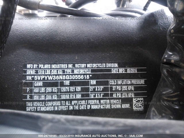 5VPYW36N8G3055618 - 2016 VICTORY MOTORCYCLES MAGNUM BLACK photo 10