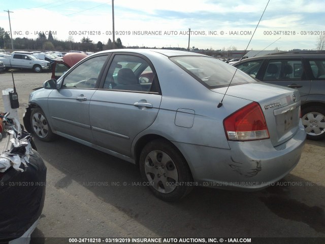 KNAFE121975454054 - 2007 KIA SPECTRA EX/LX Light Blue photo 3