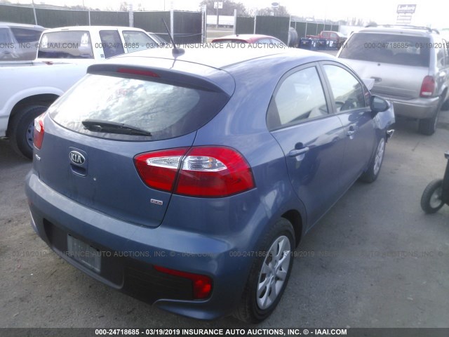 KNADM5A39G6625383 - 2016 KIA RIO LX BLUE photo 4