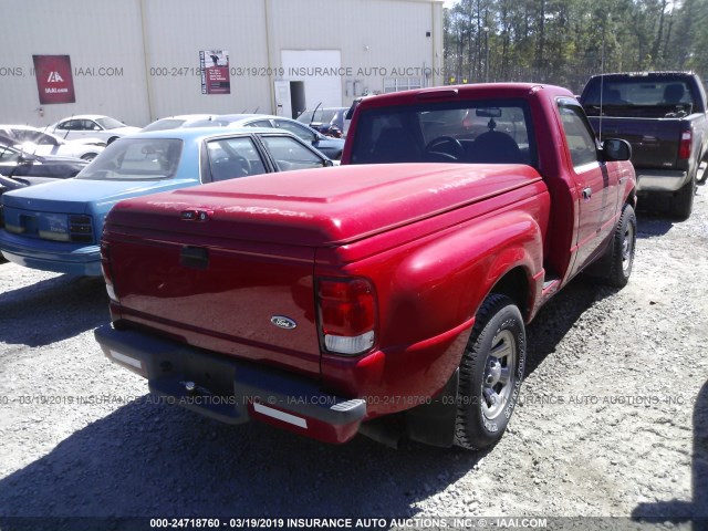 1FTYR10C1YPA36260 - 2000 FORD RANGER RED photo 4