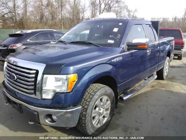 1FTFX1EF8BKD14673 - 2011 FORD F150 SUPER CAB BLUE photo 2