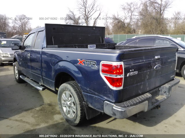 1FTFX1EF8BKD14673 - 2011 FORD F150 SUPER CAB BLUE photo 3