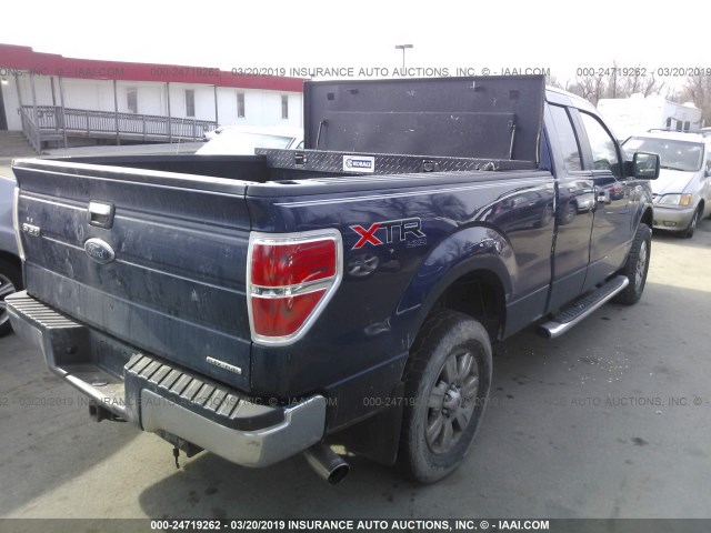 1FTFX1EF8BKD14673 - 2011 FORD F150 SUPER CAB BLUE photo 4