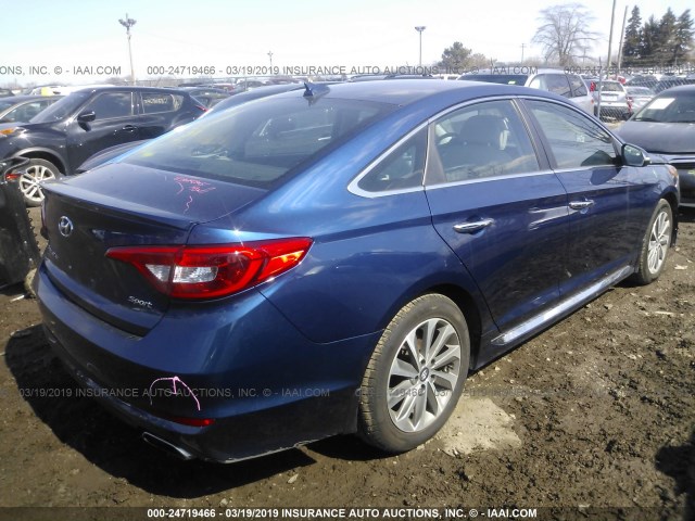 5NPE34AF4FH236315 - 2015 HYUNDAI SONATA SPORT/LIMITED BLUE photo 4