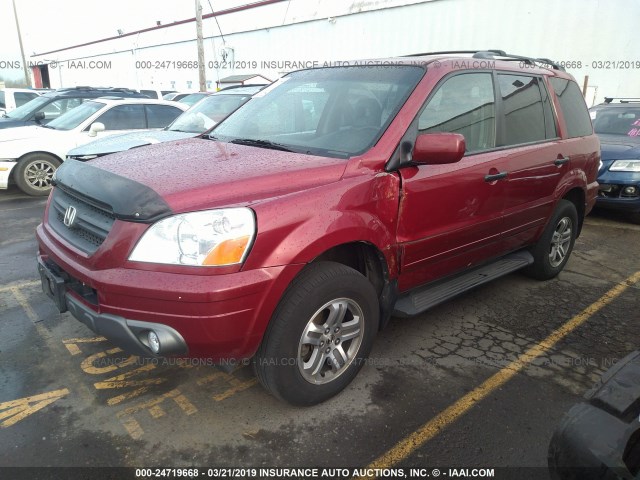 2HKYF18583H614597 - 2003 HONDA PILOT EXL MAROON photo 2