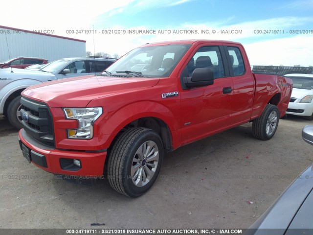 1FTEX1CP3GKE54726 - 2016 FORD F150 SUPER CAB RED photo 2