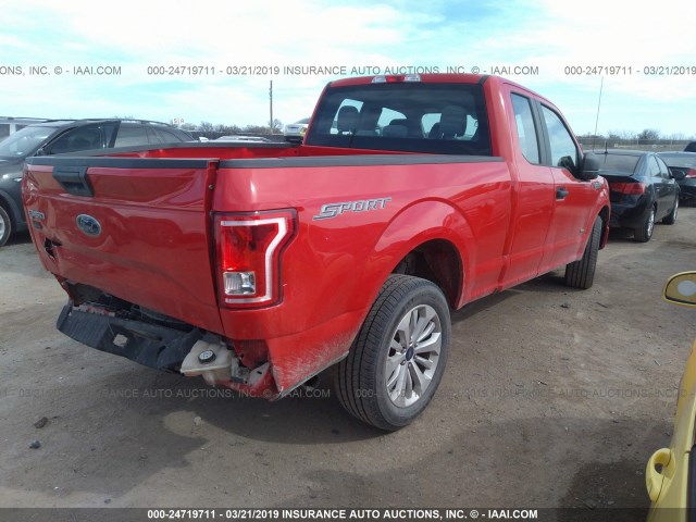 1FTEX1CP3GKE54726 - 2016 FORD F150 SUPER CAB RED photo 4