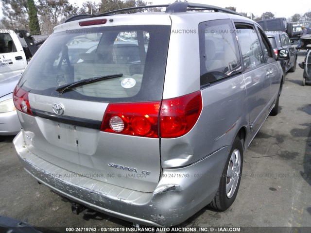 5TDZK23C77S069276 - 2007 TOYOTA SIENNA CE/LE SILVER photo 4