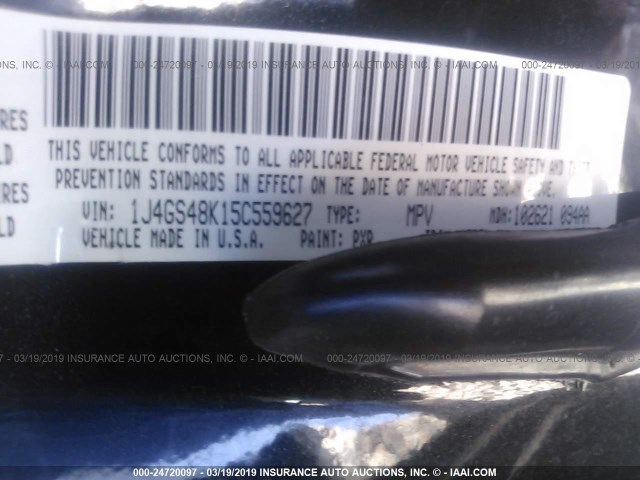 1J4GS48K15C559627 - 2005 JEEP GRAND CHEROKEE LAREDO/COLUMBIA/FREEDOM 黑色 照片 9