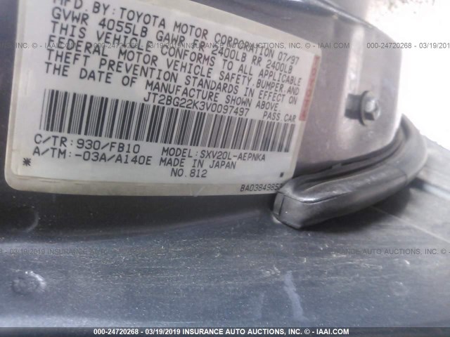 JT2BG22K3V0097497 - 1997 TOYOTA CAMRY LE/XLE 灰色 照片 9