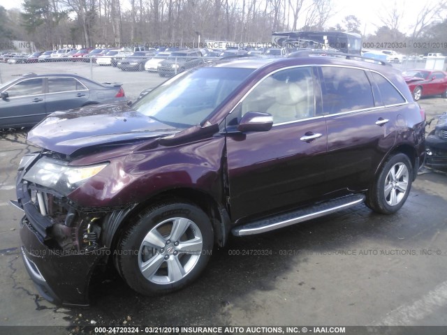 2HNYD2H45CH529139 - 2012 ACURA MDX TECHNOLOGY MAROON photo 2