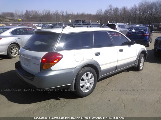 4S4BP61C557328654 - 2005 SUBARU LEGACY OUTBACK 2.5I WHITE photo 4