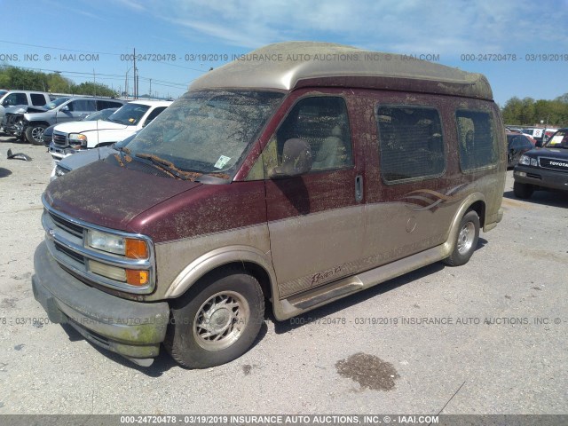 1GBFG15R711231710 - 2001 CHEVROLET EXPRESS G1500  RED photo 2