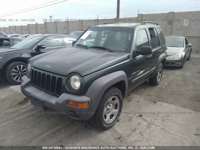 1J4GK48K23W619412 - 2003 JEEP LIBERTY SPORT/FREEDOM GREEN photo 2