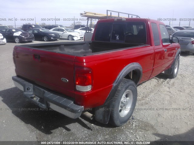 1FTZR15X2YPA82504 - 2000 FORD RANGER SUPER CAB RED photo 4