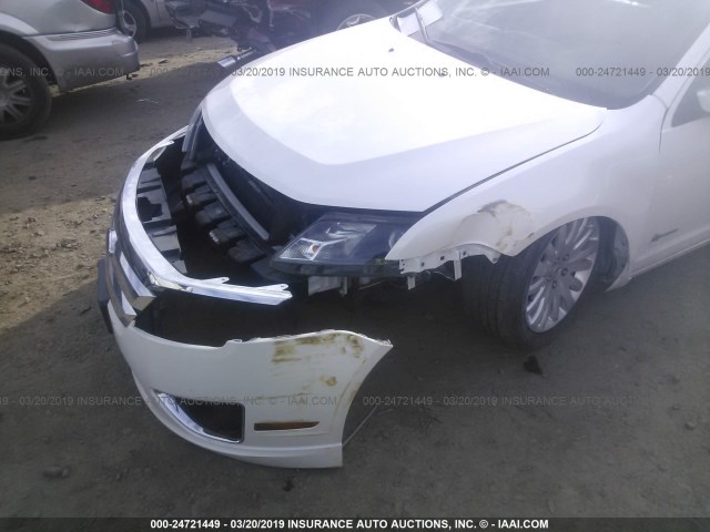 3FADP0L30AR210463 - 2010 FORD FUSION HYBRID WHITE photo 6