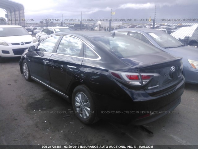 KMHE24L11HA050242 - 2017 HYUNDAI SONATA HYBRID/SE BLACK photo 3