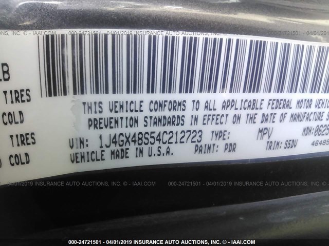 1J4GX48S54C212723 - 2004 JEEP GRAND CHEROKEE LAREDO/COLUMBIA/FREEDOM 灰色 照片 9