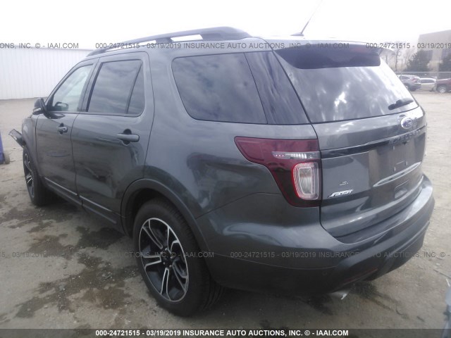 1FM5K8GT2FGB73075 - 2015 FORD EXPLORER SPORT GRAY photo 3